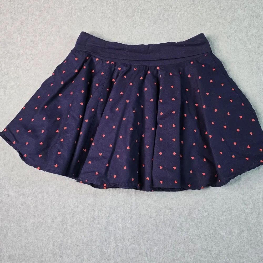Gymboree‎ Girls Navy Lined Flare Skirt 12 Red Love Hearts Stretch Twirl Layered